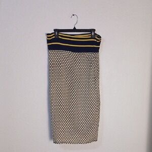 Max Studio Blue and Gold Midi Pencil Skirt